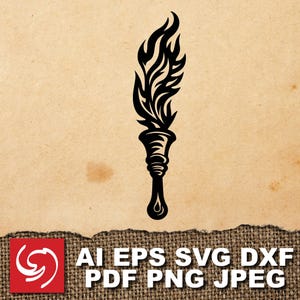 PNG SVG File Torch Light Fire Flame Blaze Vector Graphic Silhouette Shape Clipart Digital Art Illustration