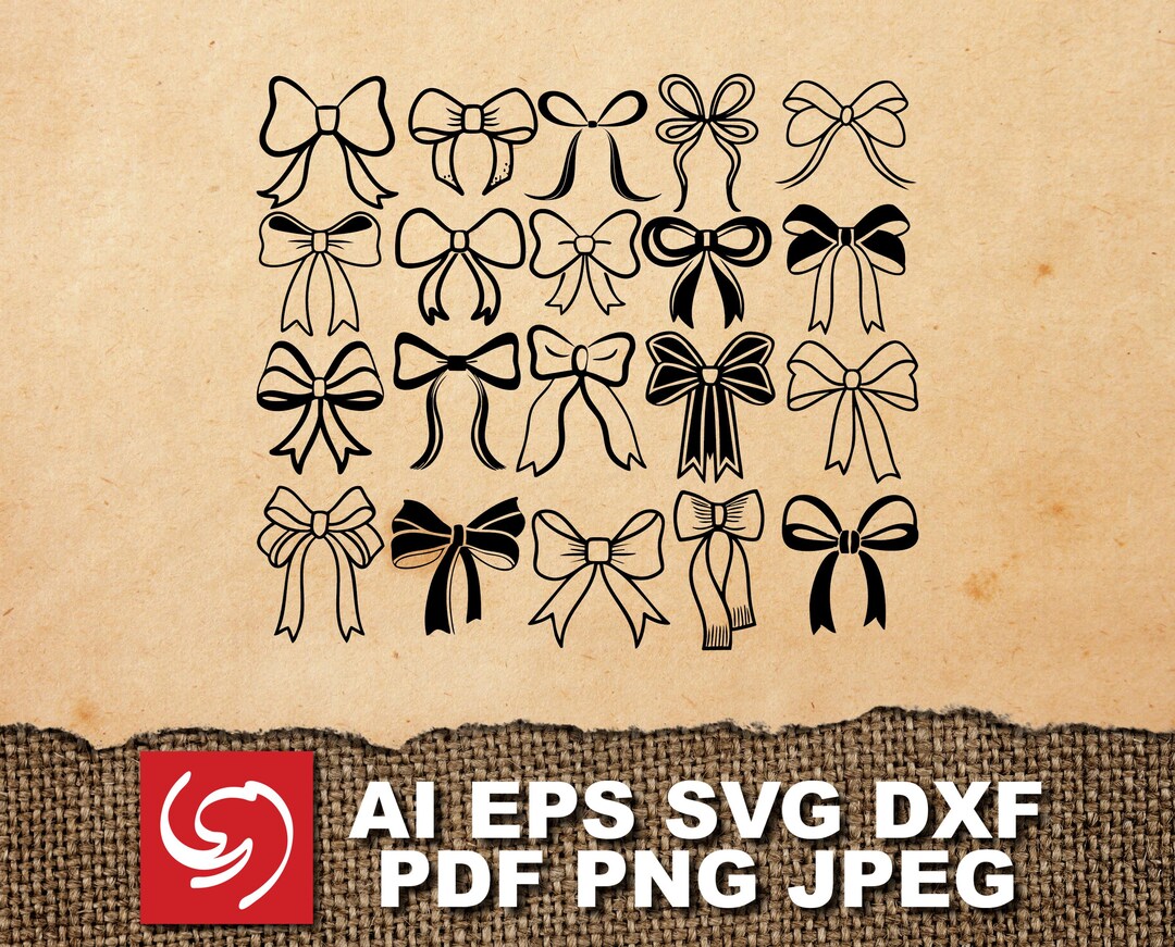 SVG Ribbon Bow Vintage Retro Christmas Gift DIY Clipart Silhouette - Etsy