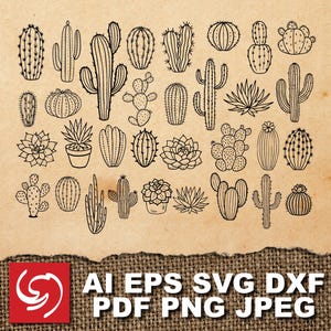 SVG Cactus Desert Flower Cute Doodle DIY Gift Clipart Silhouette Shape