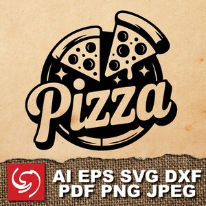SVG Pizza Food Snack Store Cheese Pepperoni Logo Sign Graphic Silhouette Shape Clipart Digital Art