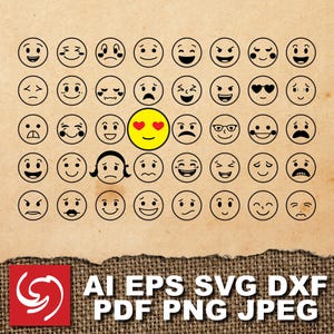 SVG Smiley Face Happy Sad Emoji Cool Angry Sleepy DIY Gift Doodle Clipart Silhouette