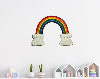 Rainbow wall decor kids playroom Rainbow baby gift Cute rainbow wall hanging Handmade boho macrame rope Colored macrame