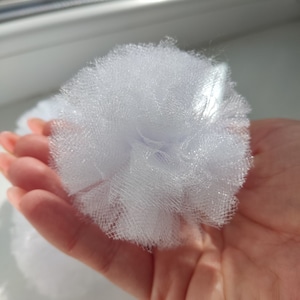 White tulle pom holiday pom Large tulle pom pom graduation party Handmade tulle pompom Halloween party decor Custom color Pom poms for craft