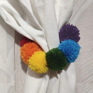 Tenda holdback Arcobaleno pom Tenda cravattanti asilo nido Arredamento camera da letto per bambini Pom tenda holdbacks