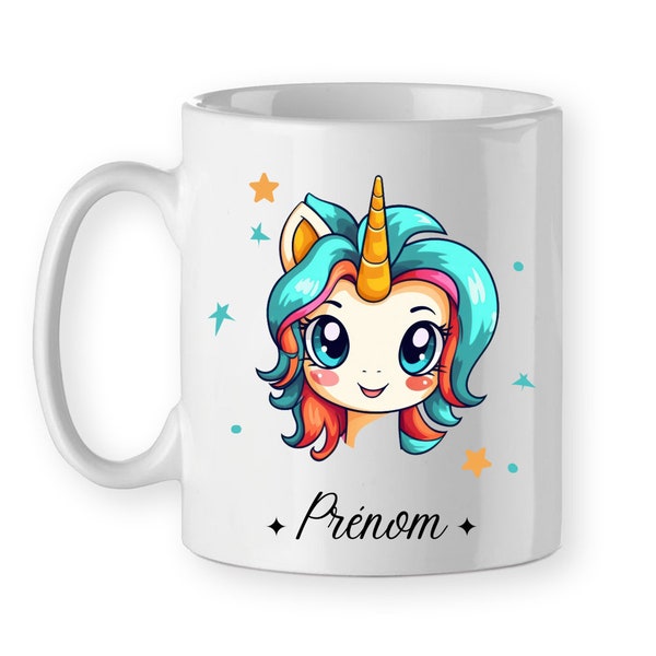 Mug licorne personnalisé prénom tasse cadeau fille anniversaire, Noël