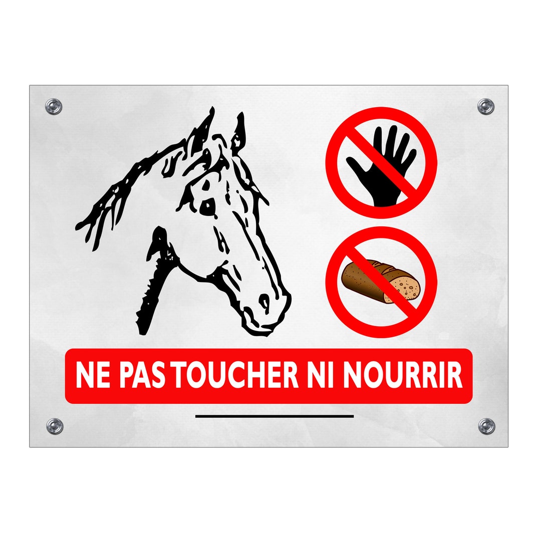Plaque ne pas toucher ni nourrir chevaux pancarte de box écurie et porte cheval ou poney ne pas