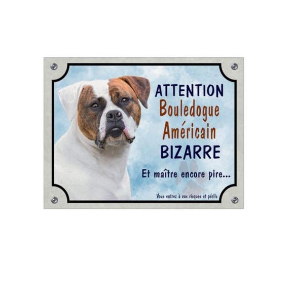 American Bulldog Plaque Weird Sign Humor Beware of the Dog Sign Stands  Guard Aluminum