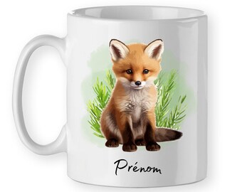 Tasse mug Renardeau PERSONNALISÉE prénom - mug Cadeau Amoureux des bébés Renard roux