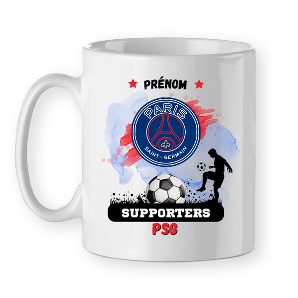 Mug foot PSG paris saint-germain cadeau personnalisé avec un prénom tasse football fête des pères, anniversaire, Noël