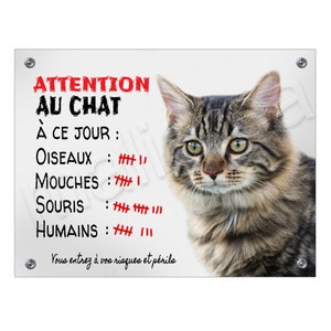 Plate Beware of the cat humor to date sign door panel and aluminum gate stands guard Plate Beware of the cat humor to date sign door panel and aluminum gate stands guard