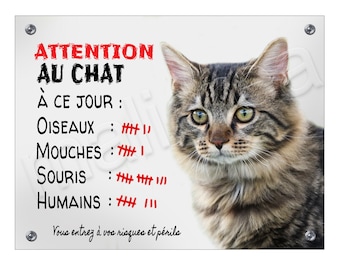 Plate Beware of the cat humor to date sign door panel and aluminum gate stands guard Plate Beware of the cat humor to date sign door panel and aluminum gate stands guard
