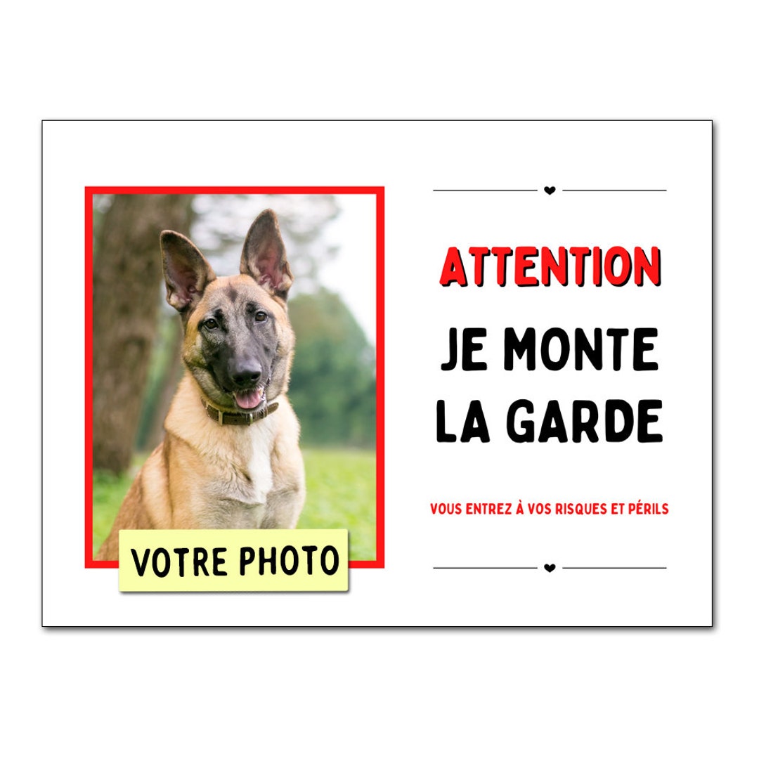 Plaque Attention au chien Beagle panneau Je monte la garde portail