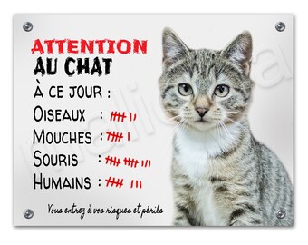 Plate Beware of the cat humor to date sign door panel and aluminum gate stands guard Plate Beware of the cat humor to date sign door panel and aluminum gate stands guard