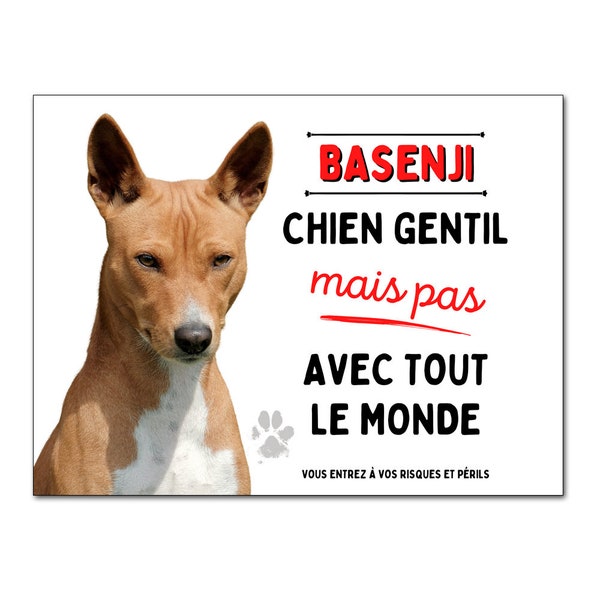 Plaque Basenji attention au chien gentil Panneau pancarte monte la garde en aluminium