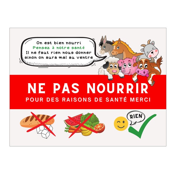 Plaque ne pas nourrir les animaux panneau de box et porte ne pas donner à manger pancarte aluminium