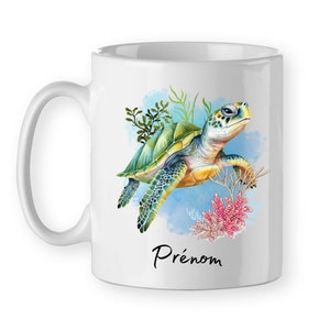 Sea turtle mug with customizable first name, animal mug gift to offer ocean mug