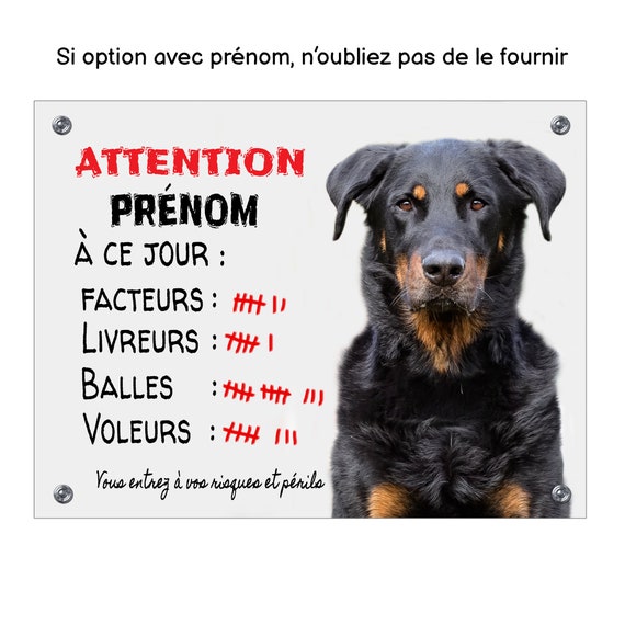 Plaque Beauceron humour monte la garde à ce jour facteur panneau de porte  d'entrée et portail pancarte en aluminium chien 15x20 -  France