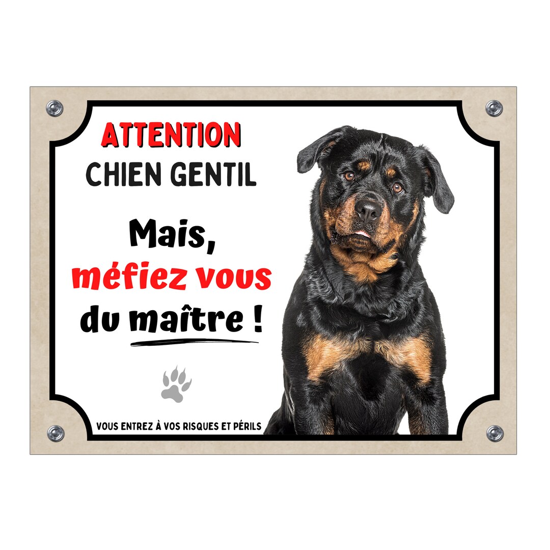 Humor Plate Rottweiler Beware of the Master Beware of the Fun Dog Sign ...