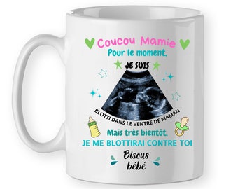 Mug future Mamie annonce grossesse, personnalisé échographie bébé, cadeau tasse naissance