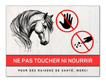 Plaque ne pas toucher ni nourrir cheval pancarte de box pour porte écurie ne pas donner à manger aux chevaux 15x20cm aluminium