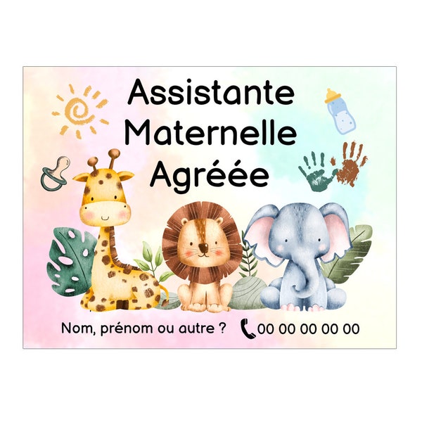 Plaque Assistante maternelle agréée pancarte nounou personnalisable métier AssMat panneau nourrice affiche