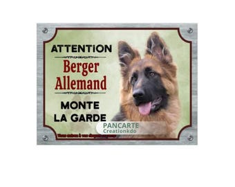 Plaque Aluminium 'Attention Berger Allemand Monte La Garde' - 15x20 Cm, Personnalisable Avec Prénom - 12