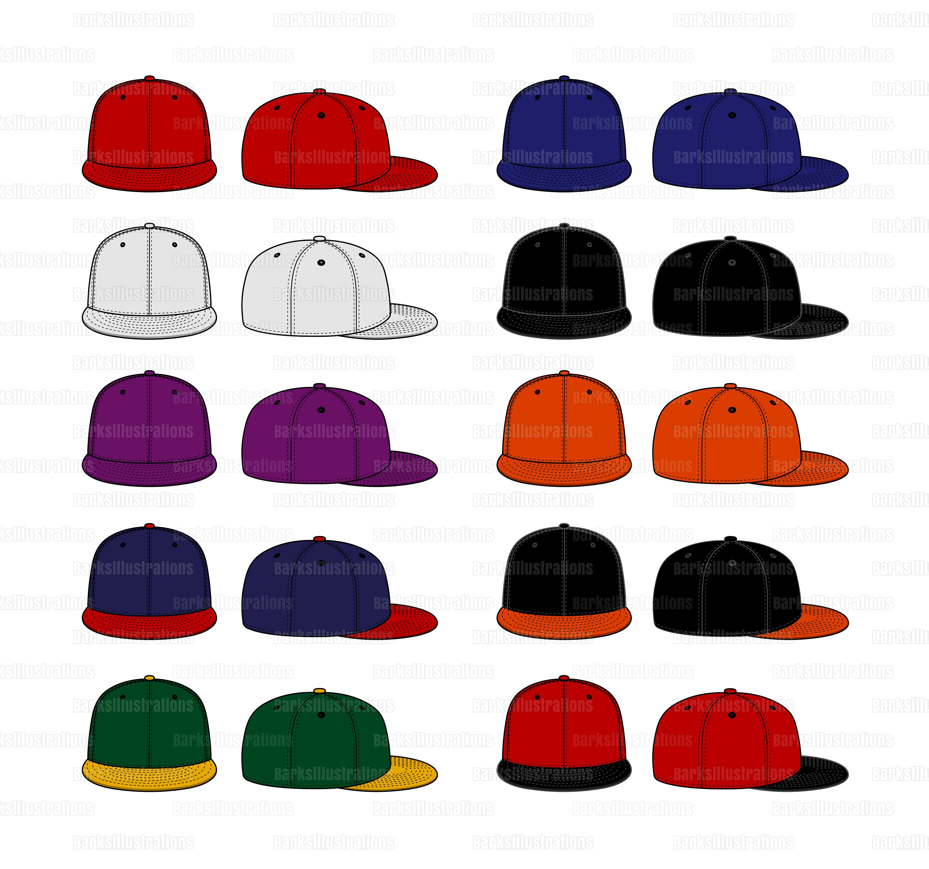 12 Colors / Baseball Cap Template Illustration Set eps,png,jpg Not