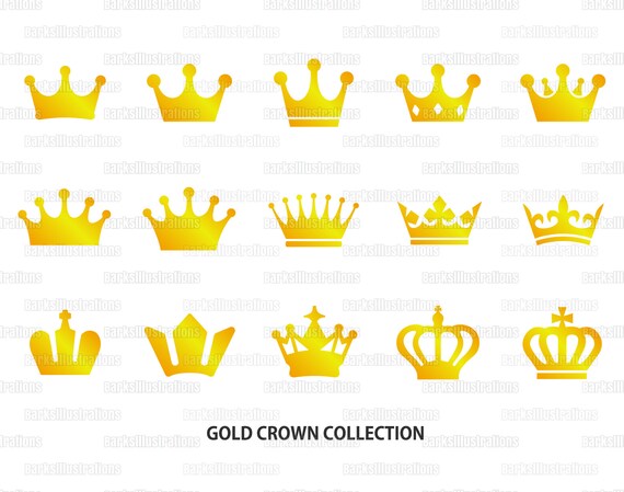 王冠クラウンアイコンセット ゴールド 15種 Epsjpgpng Etsy