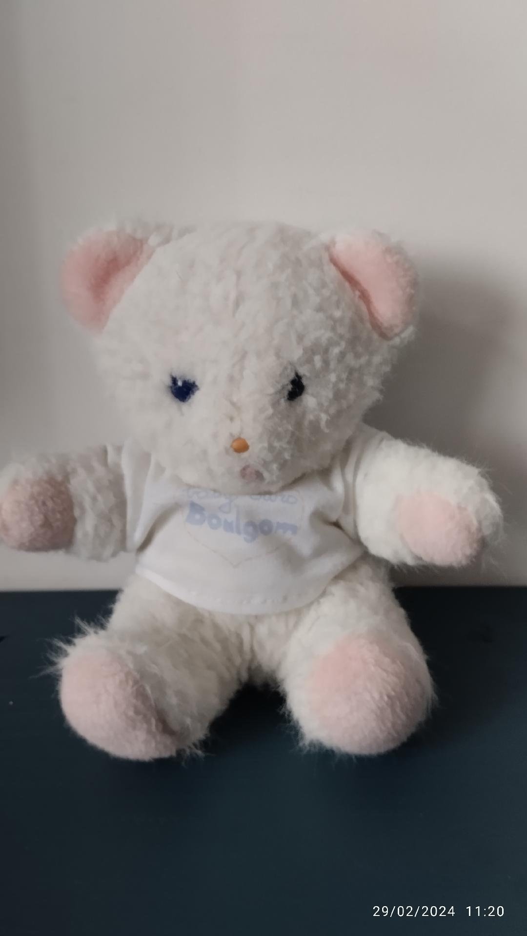 Ancien Doudou Peluche ours bleu BOULGOM