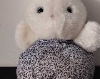 vintage doudou peluche lapin boule fleurs CDJ