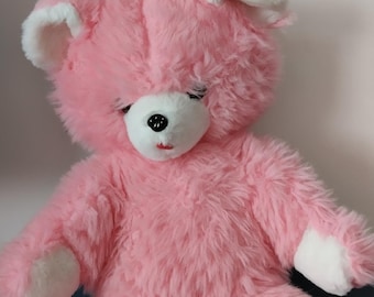 Vintage large pink plush teddy bear Tieno Made in France