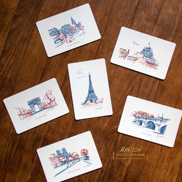 Carte postale Paris. Paris mon amour. Paris 2024. French. Romantique. Souvenir. création originale sur coton Marion Photographisme, France