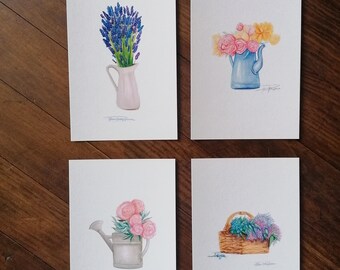 Flowered card. Animal and vegetable illustration. illustrated card. Handmade