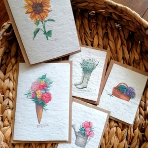 Carte à planter fleurie, champêtre, nature, pollinisateur ou Illustration fine art sur carte postale coton Création Marion Photographisme