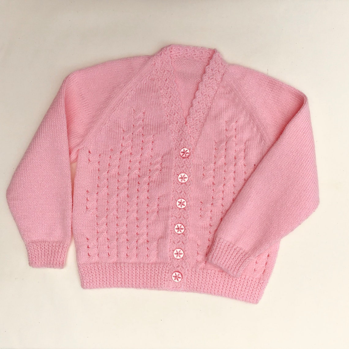 Pale Pink Handmade little Girls Cardigan. 3 yr old Etsy