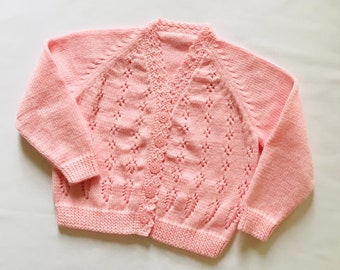 2 yr old Pale Pink little Girls knitted Cardigan. Handmade  Jumpers and Cardigans