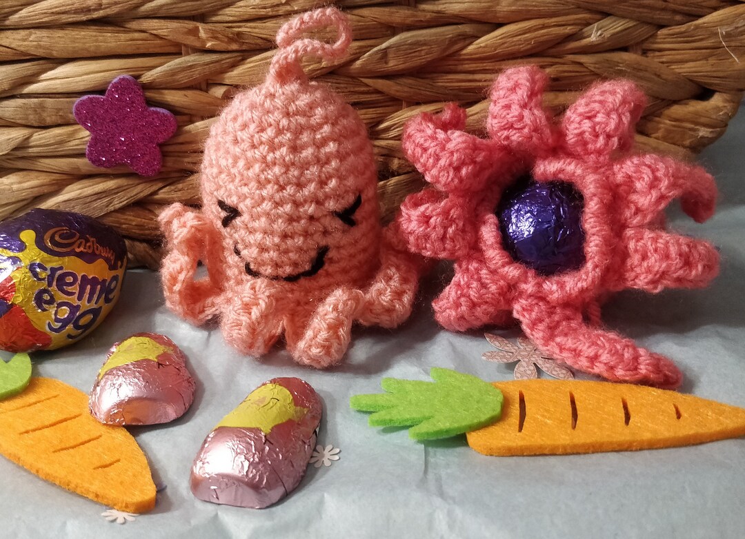 Chocolate Easter Egg Holder. Crochet Octopus Egg Holder. Personalised