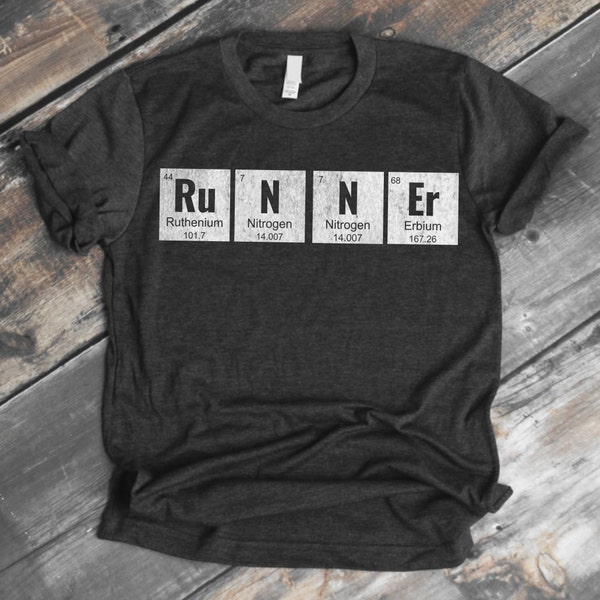 Runners Funny tee Running Marathon Periodic Table Science T-Shirt - Unisex tee for Men Women Trendy Shirt More Sizes and Colors