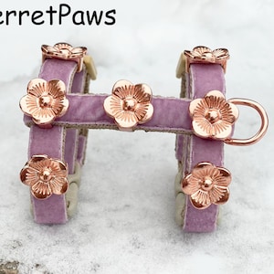 Ferret Harness Adjustable Purple Rose Gold Flowers Limited Luxury