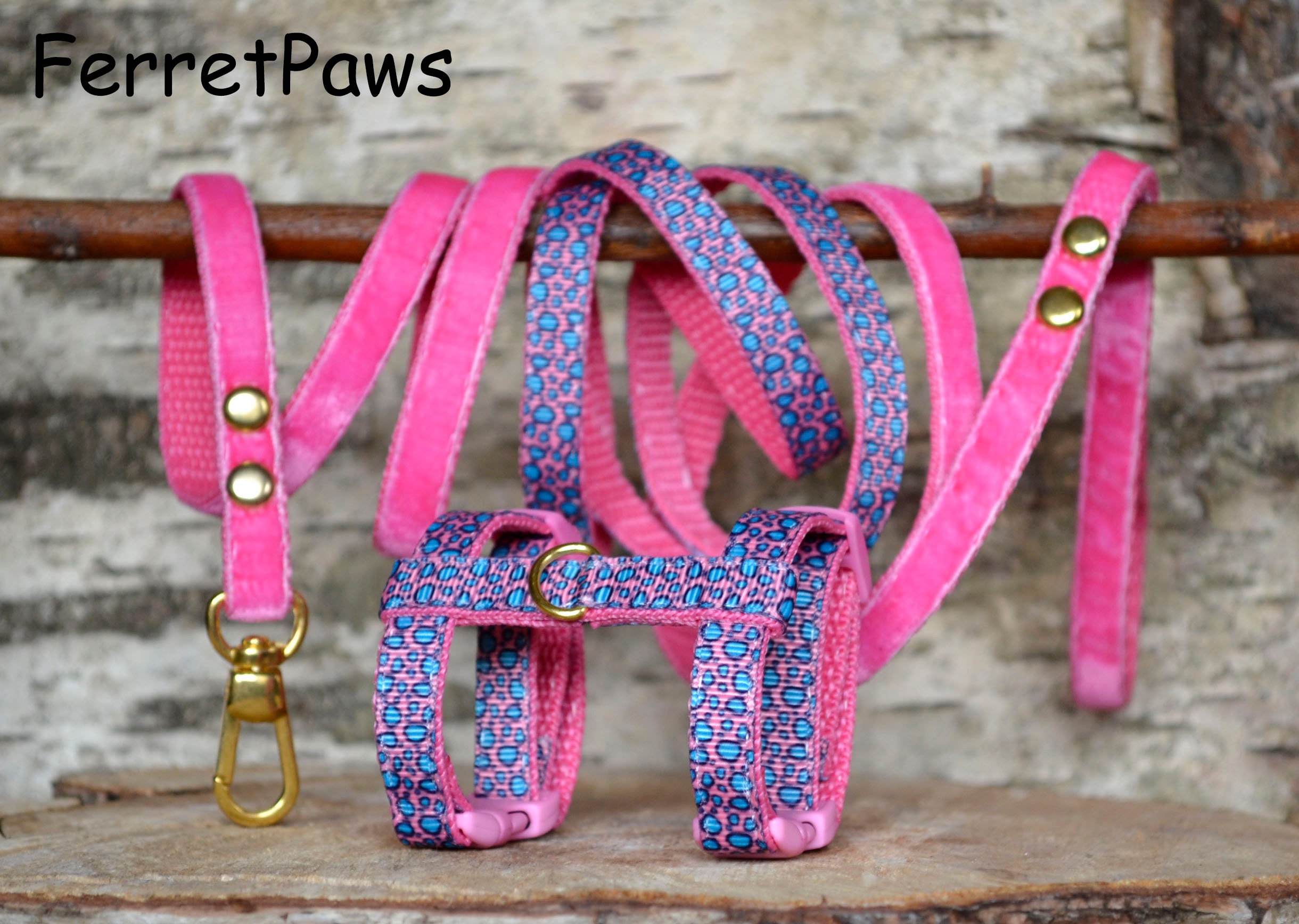 Ferret Harness Set With Leash Pink Leopard Etsy New Zealand