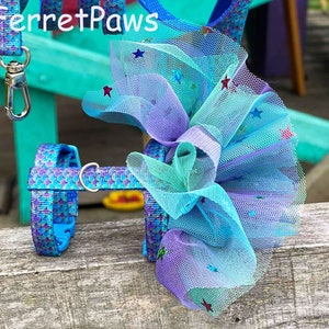 Ferret Harness with Tutu Skirt Mermaid Adjustable