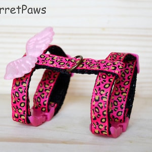 Ferret Harness Animal Print Pink with Wings