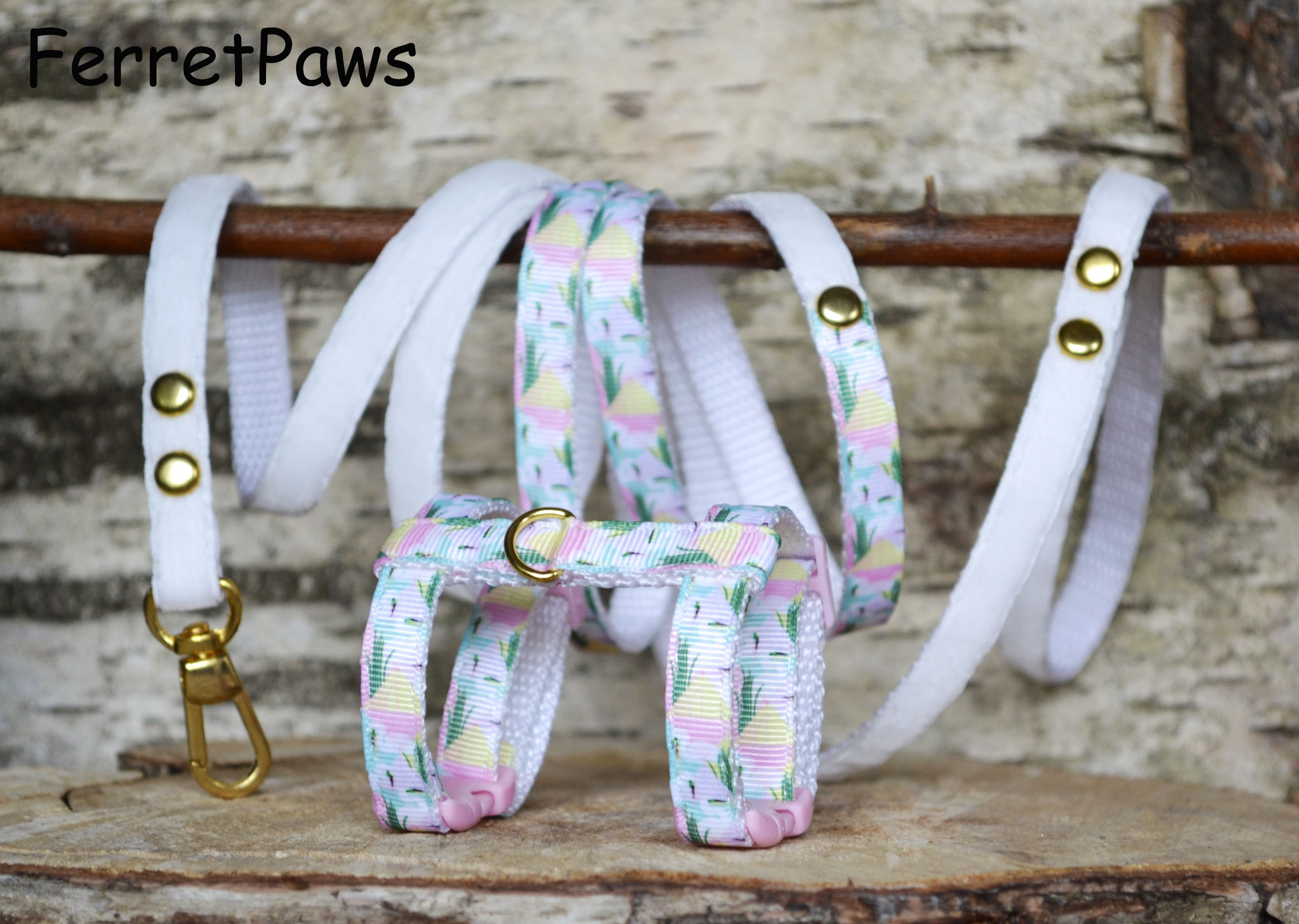 Ferret Harness Set With Leash White Flamingo Etsy UK