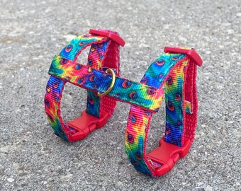 Ferret Harness Adjustable Rainbow Peacock