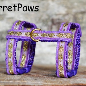 Ferret Harness Purple Velvet with Gold Adjustable