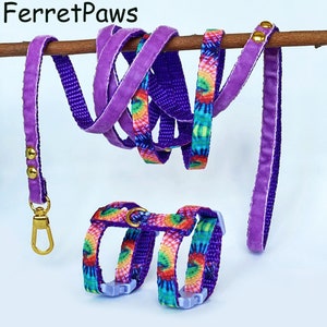 Ferret Harness Set with Leash Multicolor Rainbow Abstract