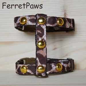 Ferret Harness Adjustable Leopard with Gold Spikes