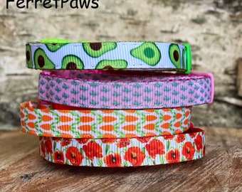 Pet Collars Ferret Cat Dog Rat Bunny Pig Avocado Carrot Cactus Poppy Flowers