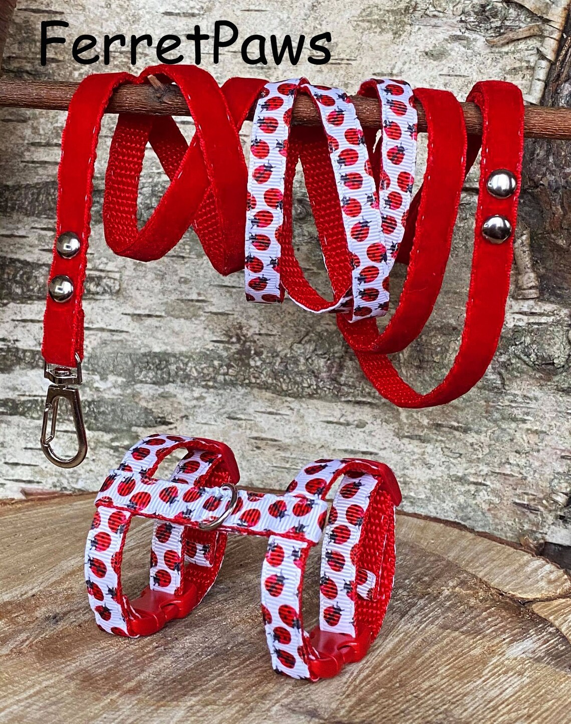 Ferret Harness Set With Leash Ladybug Red Adjustable Etsy