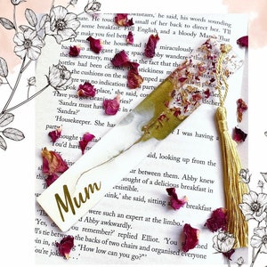 Marcapáginas de resina verde con rosas secas y pan de oro, regalo personalizado para ella, regalo para amantes de los libros, regalo de amigo invisible para mujeres, artículos para amantes de los libros